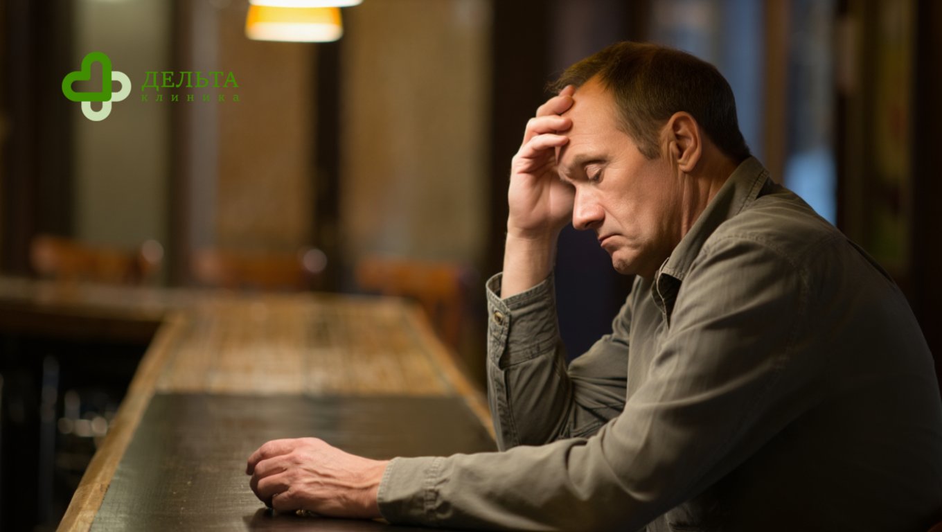 Мужчина сидит за барной стойкой